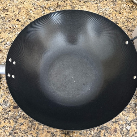 INFUSE CARBON STEEL WOK BAMBOO HANDLE GLASS LID WIRE RAC 14” - Picture 10 of 12